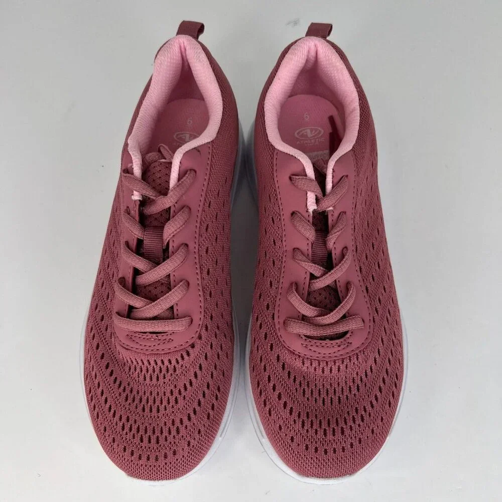Athletic Works Womens Pink Comfort Lace Up Arch Support Size 6 Running Shoes